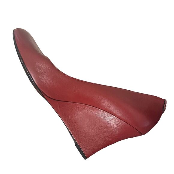 Gucci EUR 41 Wedge Heels Round Toe Deep Red Career Comfort GG Emblem - Picture 13 of 16